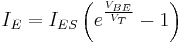 I_{E} = I_{ES} \left(e^{\frac{V_{BE}}{V_{T}}} - 1\right)